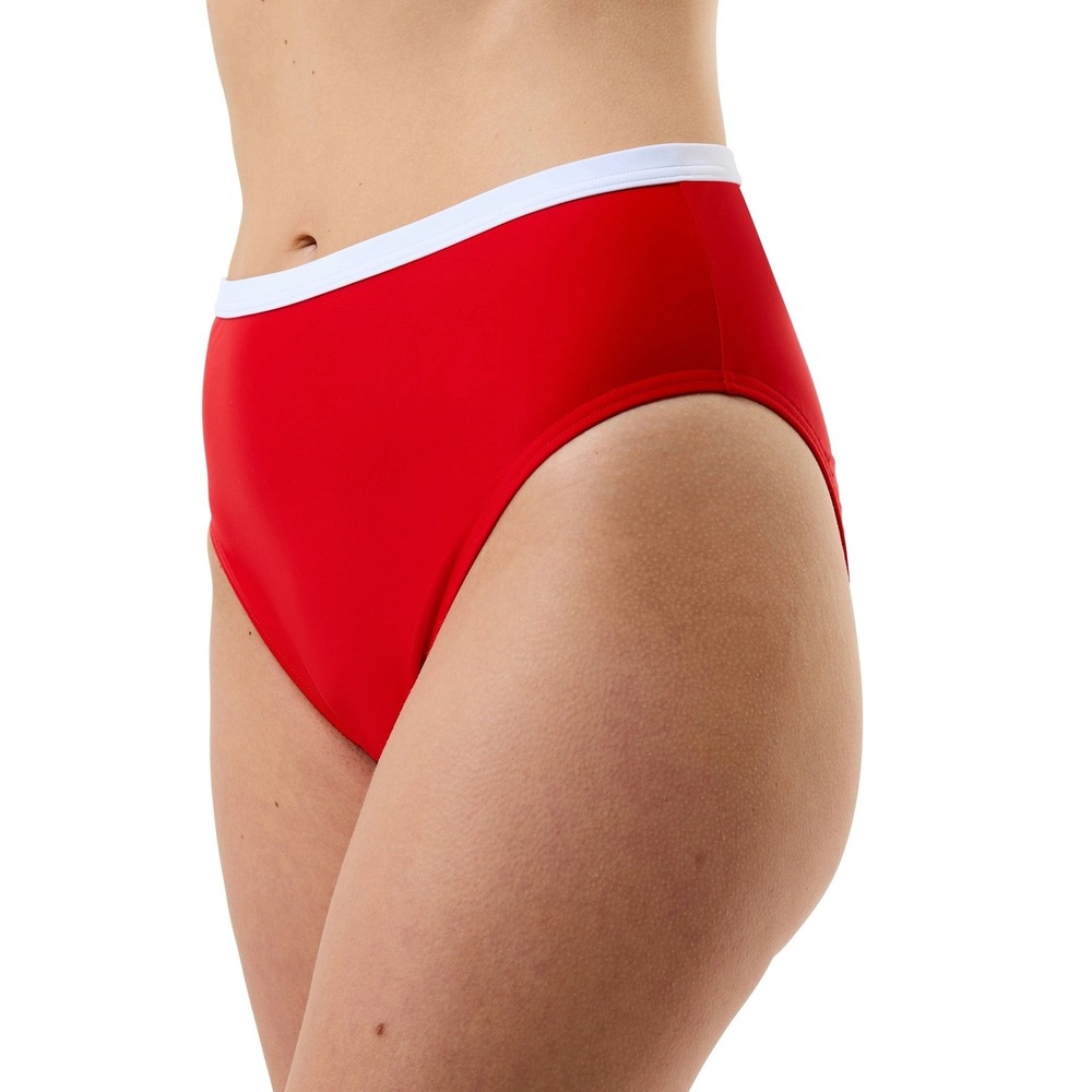 Speedo Swim Bottom Women XL Red New High Waisted Bikini Brief 8A100493003
